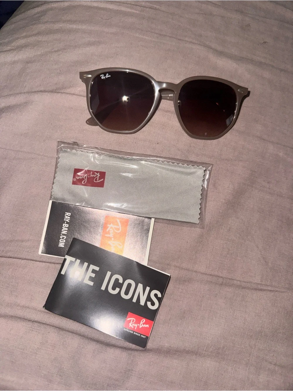 Ray-Ban Women's Tan Leather Sunglasses with Pouch